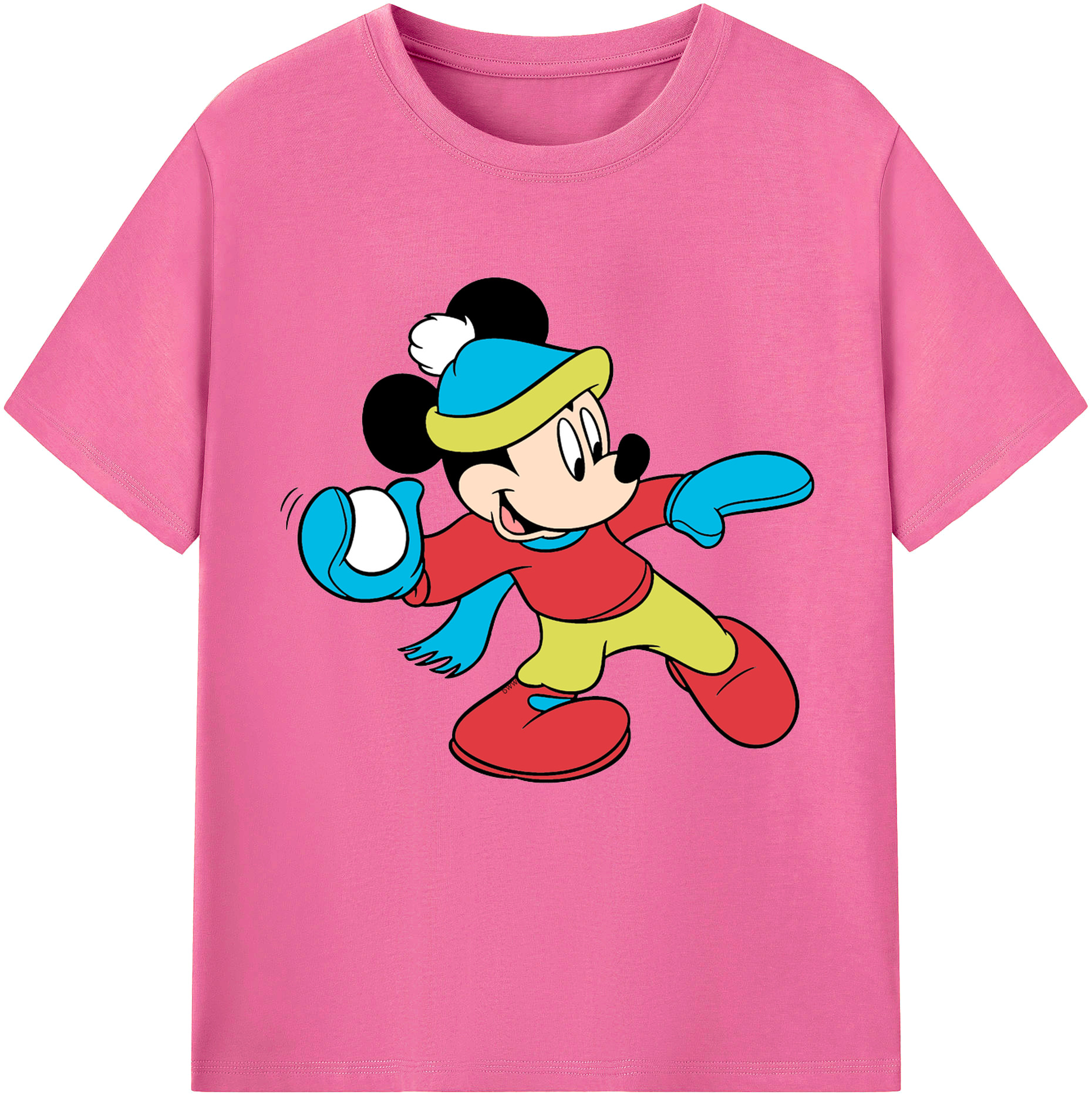 （画像用） ミッキーマウス Mickey Mouse レディースカジュアルプリントTシャツ（綿100％）